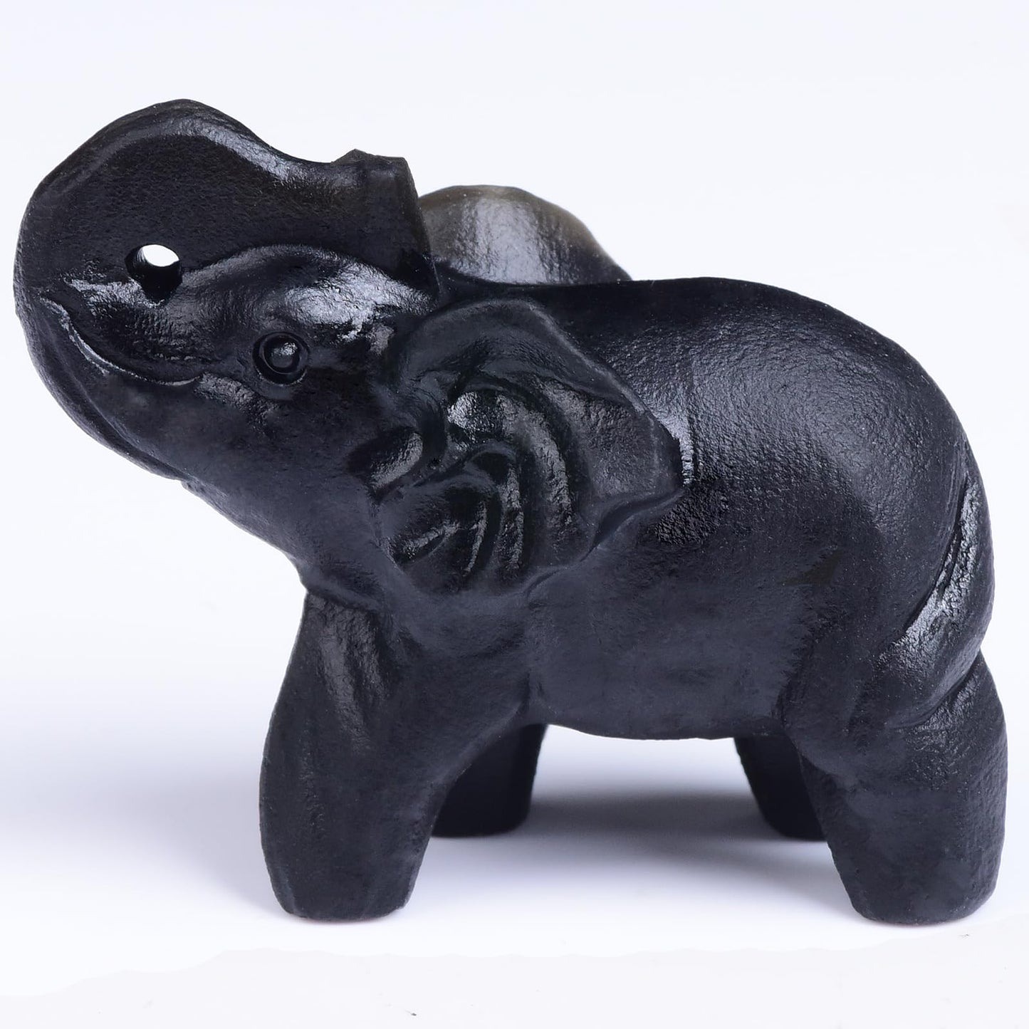 Ytbeoxk 2.1 Inch Black Obsidian Elephant Crystals Decor, Healing Crystal Cute Figurines, Black Elephant Gemstones Decorations Statue, Lucky Reiki Stones in Home Office Meditation Gift for Women Men
