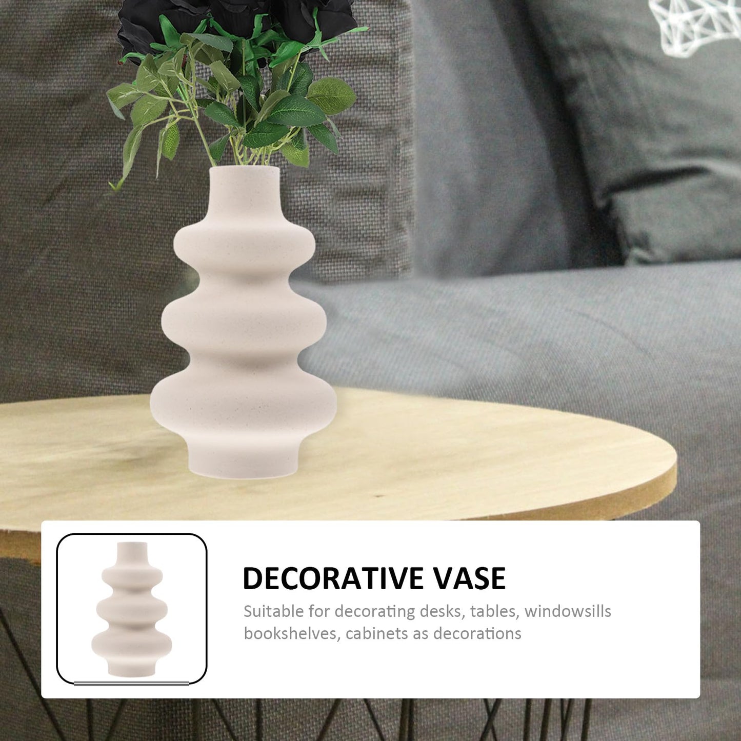 Beaupretty Matte Frosted Ceramic Geometric Flower Vase DIY Craft Decorative Floral Ornament Home Décor Accent for Living Room and Office