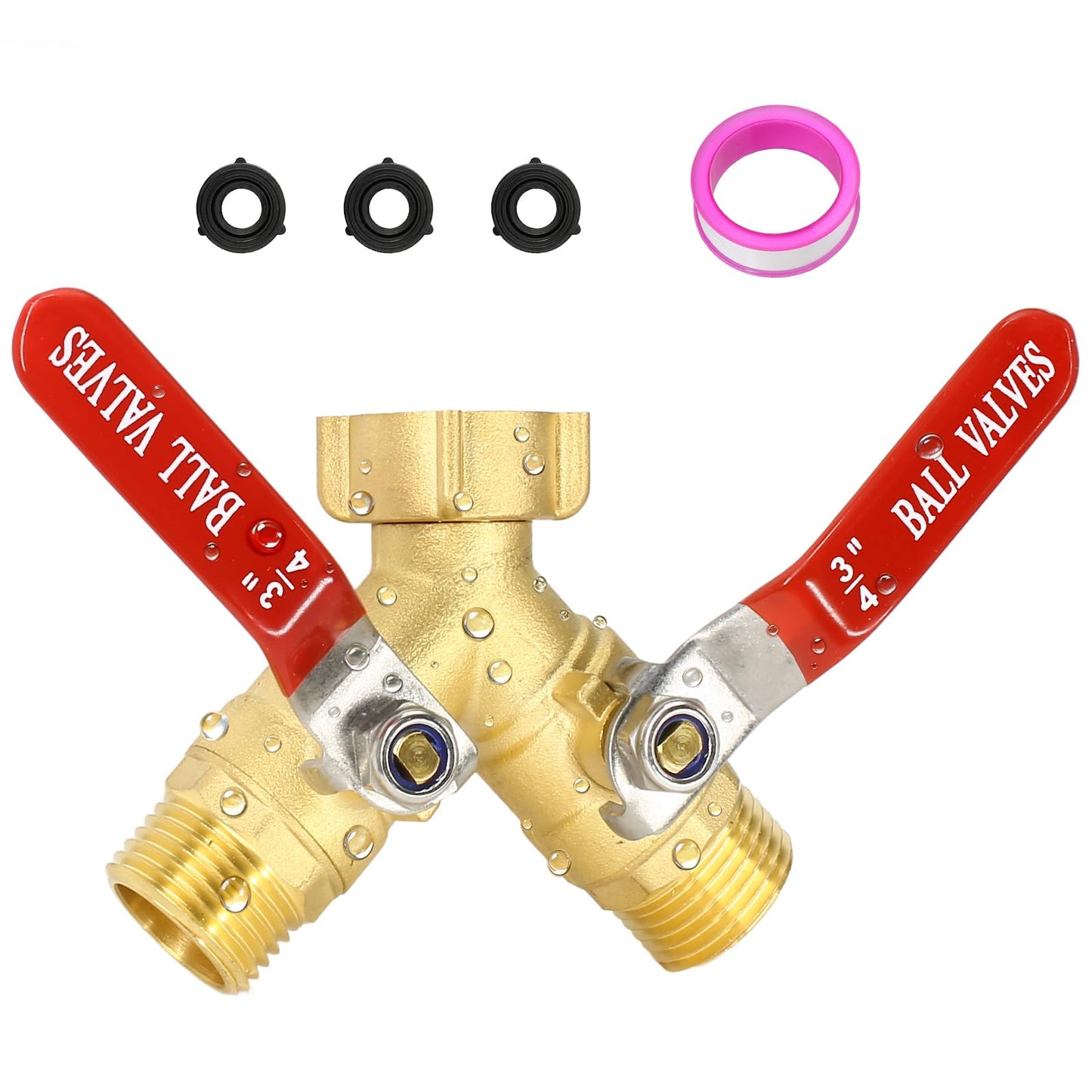 Breeze Touch Garden Hose Splitter, Brass Hose Splitter 2 Way Heavy Duty, Outdoor Water Faucet Splitter with Metal Extended Handle, Outdoor Faucet Connector for Lawn, Irrigation & Washing