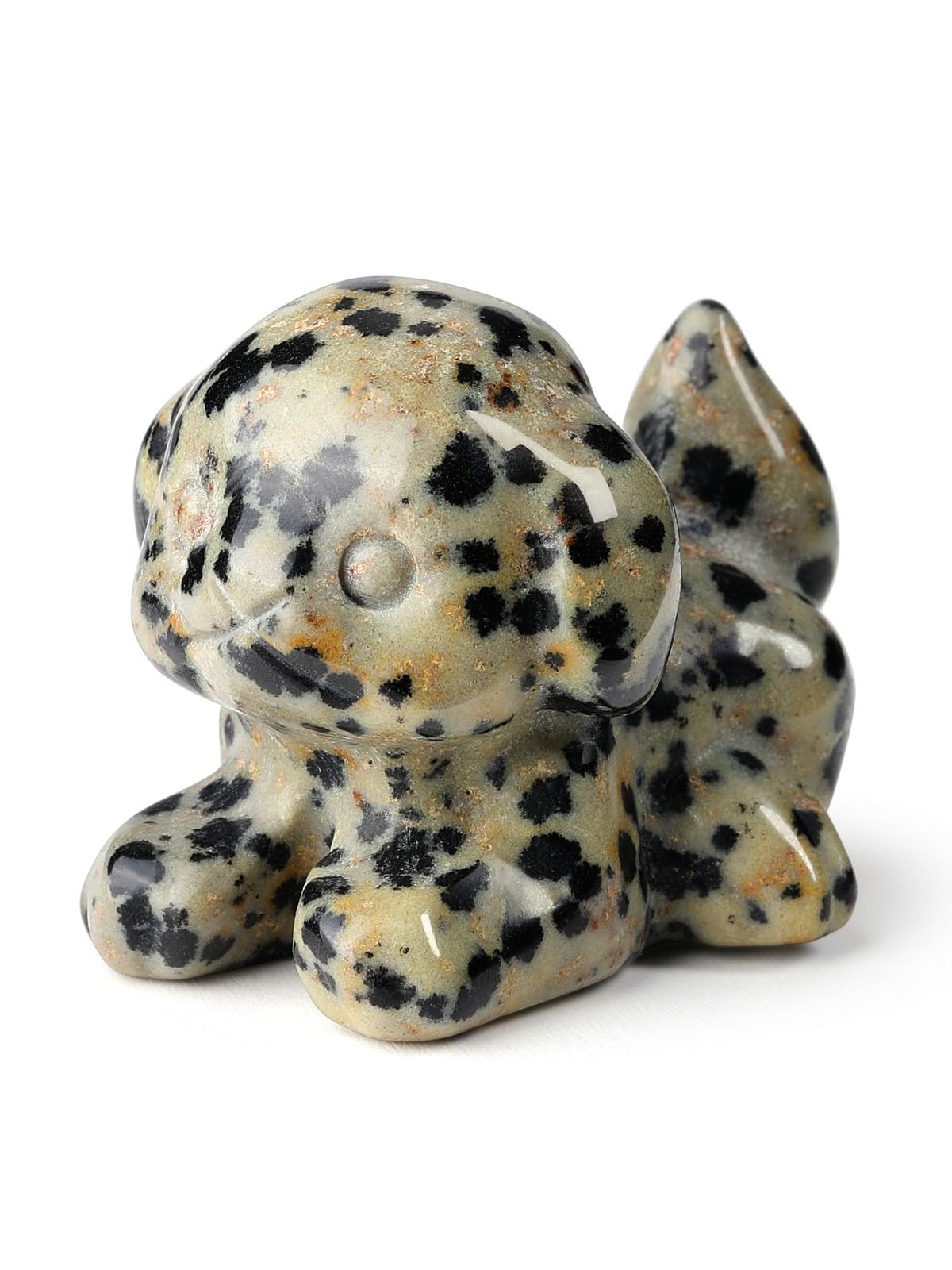 CrystalTears Dalmation Spot Jasper Crystal Dog Figurine, 1.5” Healing Gemstone Dogs Puppy Statue Ornament for Home Office Decor, Lucky Crystals Dogs Gifts for Gifts for Women Dog Lovers Men Christmas