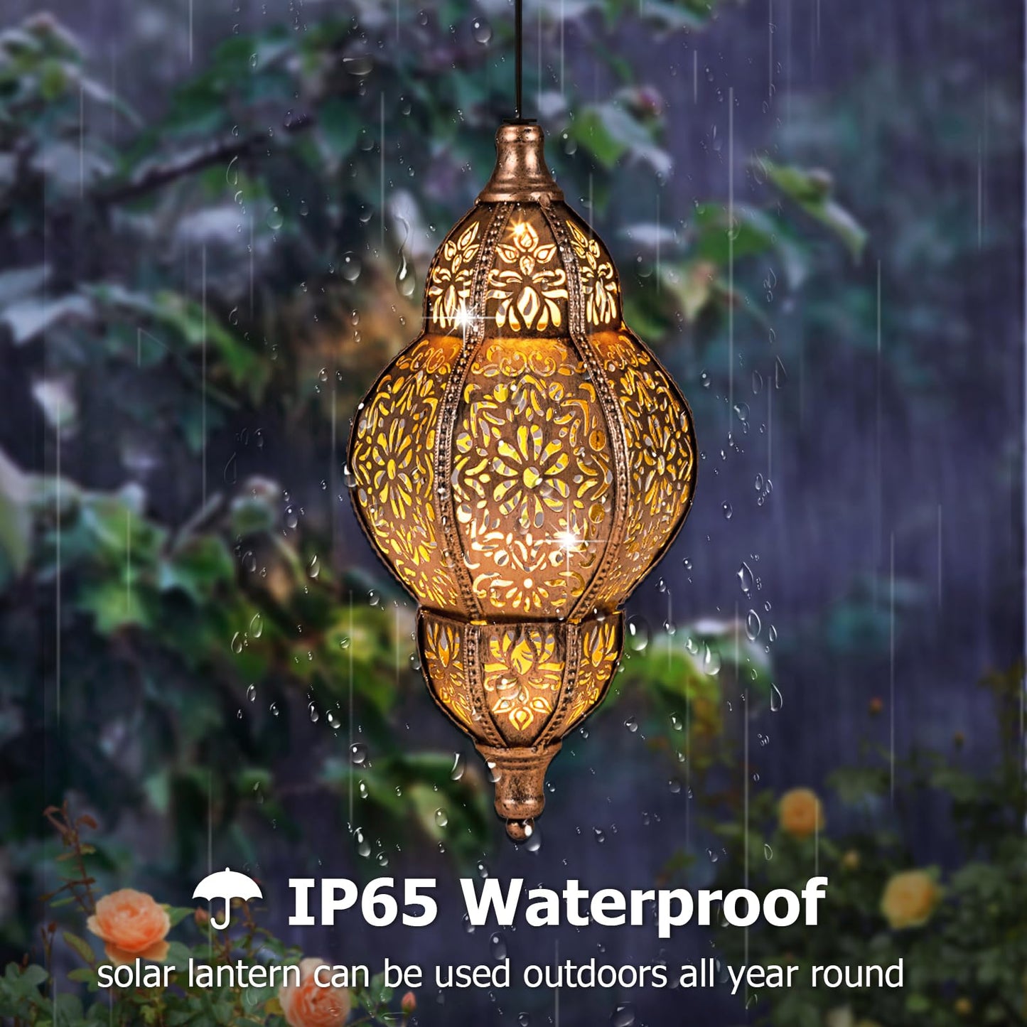 Solar Lanterns Outdoor Waterproof, Hanging Solar Lantern Garden Decor, Decorative Garden Lights for Yard, Patio, Lawn, Porch, Mother's Day Gifts (Moroccan)