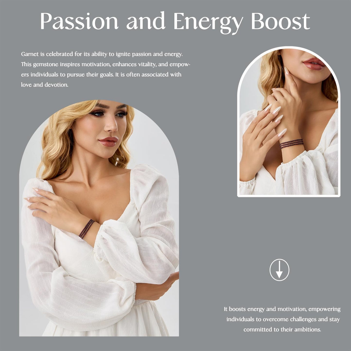 BaronCara Garnet Healing Crystal Bracelet - Chakra Blessing & Protection Jewelry for Women - multi-layer bracelet