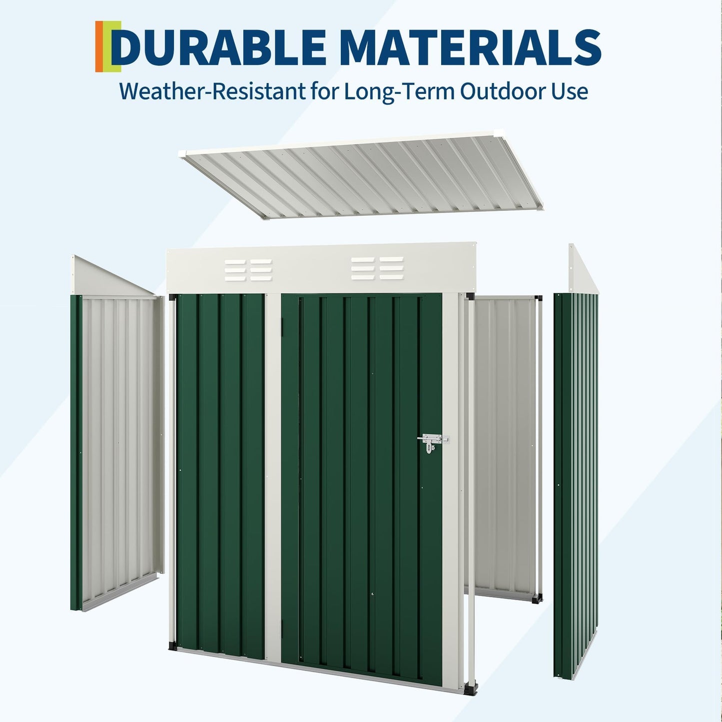 5×3FT Outdoor Metal Storage Shed, Garden Tool Metal Shed with Lockable Doors, Anti-Corrosion Storage House with Sloping Roof for Backyard Garden Patio Lawn