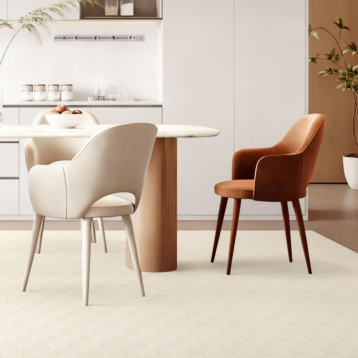 ANSSO 5x7 Wool Rugs for Living Room,80% Merino Wool and 20% Cotton Soft Tufted Area Rug with Cotton Non-Slip Backing,Large Area Rug for Bedroom Bedroom, Dining and Home Office (Cream)