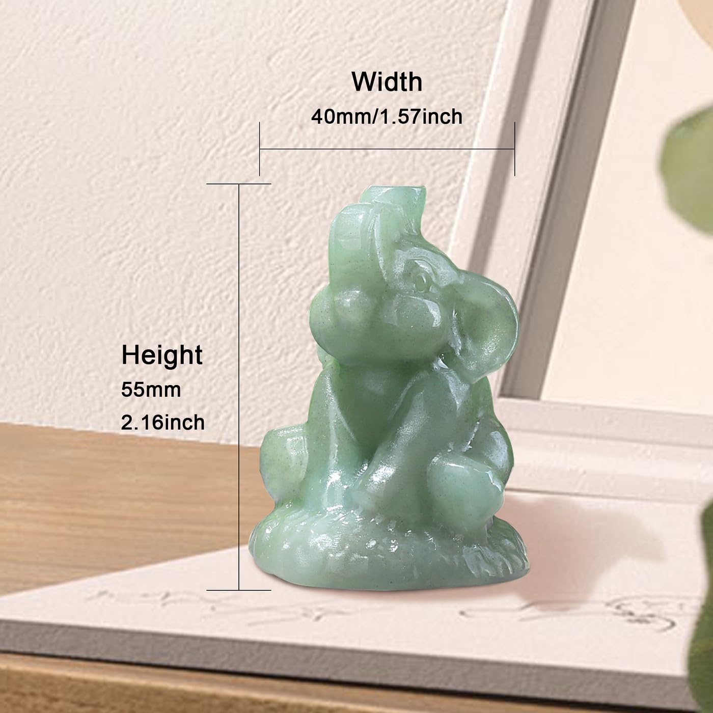 ZHIYUXI 2.2" Crystal Elephant Statue Decor Green Lucky Cute Elephants Green Aventurine Crystals Figurine Spiritual Figurine Gifts for Women Small Sculpture for Home Office Desk Room Decoration