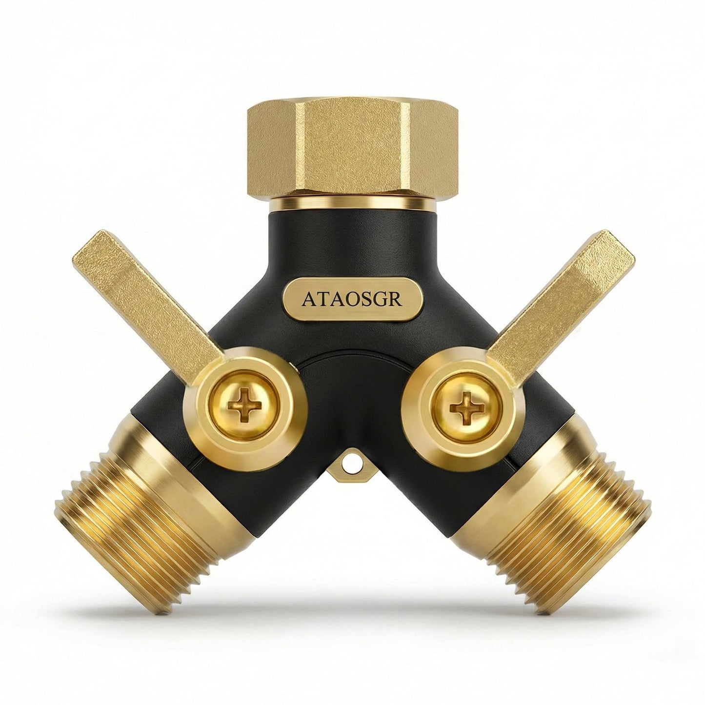 Hose Splitter 2 Way Heavy Duty, Metal Body Full Flow Garden Hose Splitter with Shut-Off Valve,3/4'' GHT Connector Water Hose Bib Y Spigot Splitter, For Outdoor Spigot Faucet and horticultural use.