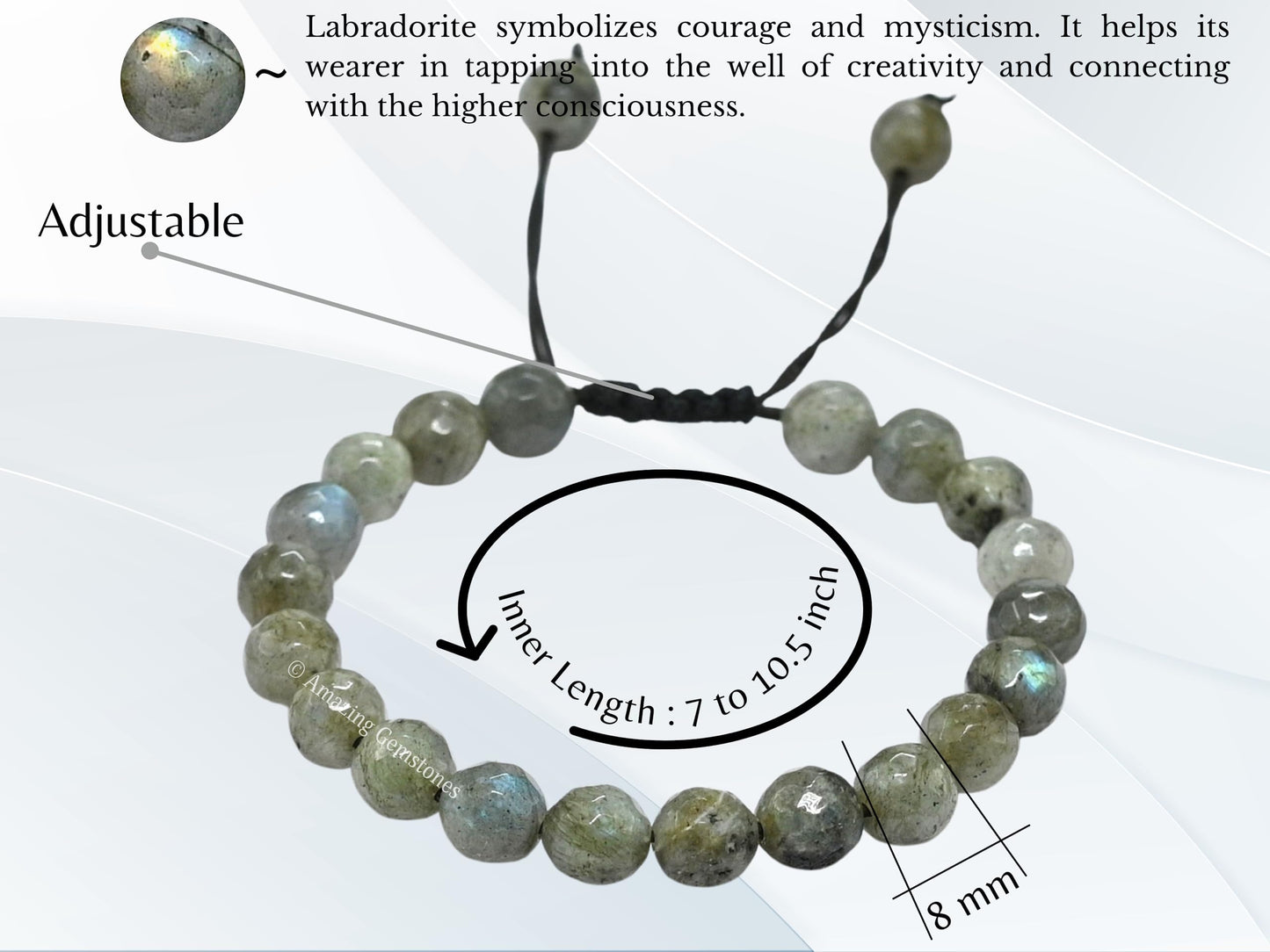 Amazing Gemstone Labradorite Bracelet for Women - Chakra Mens Bracelet Protection Crystals and Healing Stones - Blessing Bracelet Spiritual Meditation Gift Christmas Stocking