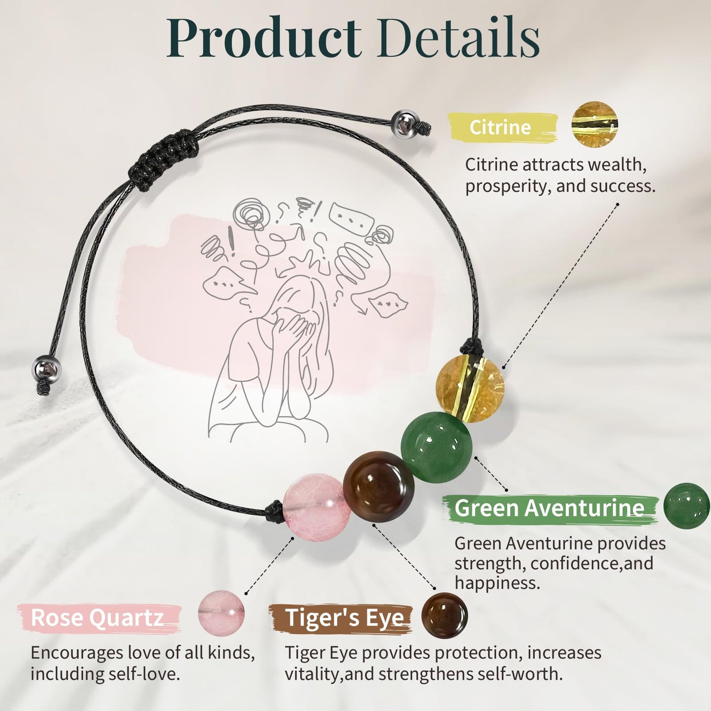 ZOKCC Crystal Healing Bracelets Gifts for Women: Mothers Day Gifts for Mom - Spiritual Natural Stone Empath Protection Bracelets Birthday Graduation Gifts for Friends Sister Mom Daughter