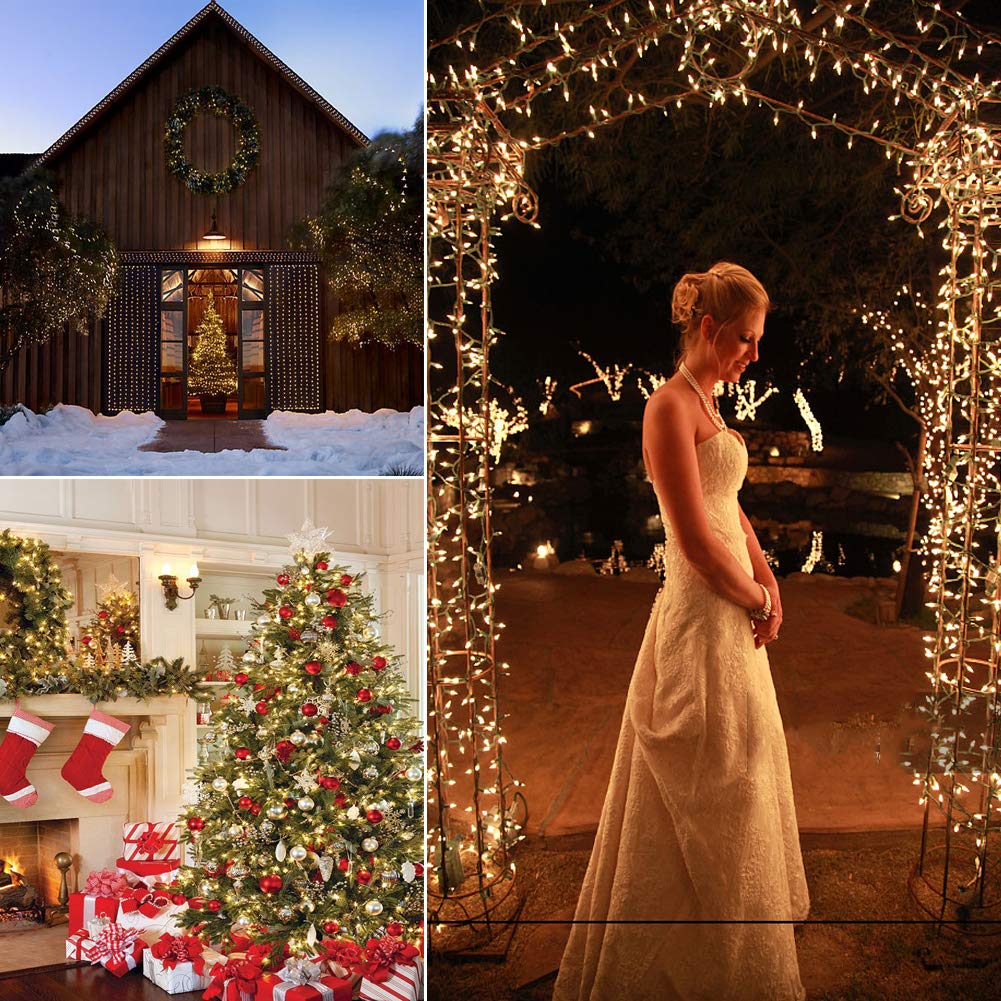 LOENDE Christmas Lights, Battery Operated String Lights 18ft 50 LED 8 Modes with Timer for Christmas Tree Wreath Party Home Indoor Outdoor Decor, Waterproof, Warm White, 2 Pack