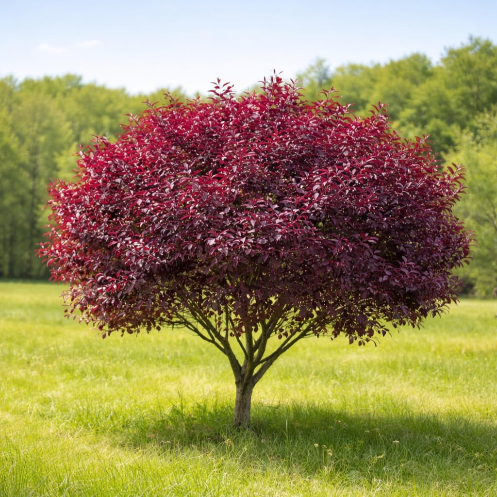 Purple Leaf Sand Cherry Shrub/Tree - 10-16" Tall Live Plant - Quart Pot - Purpleleaf Cistena Plum Bush - Prunus × cistena