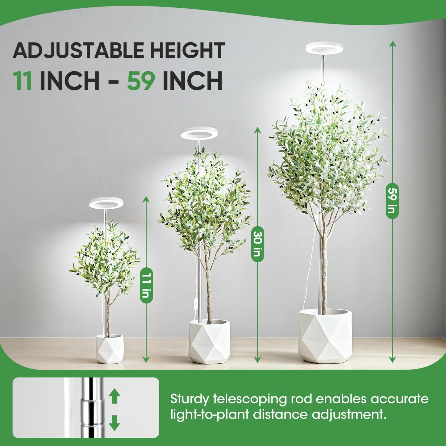 PlantaPulse Grow Lights for Indoor Plants, 72 LED 6500K Full Spectrum, 59in Tall Plant Light, 3 Color Grow Lamp with Rotating Gooseneck, 8/12/16H Timer, 10 Brightness Levels, Height Adjustable