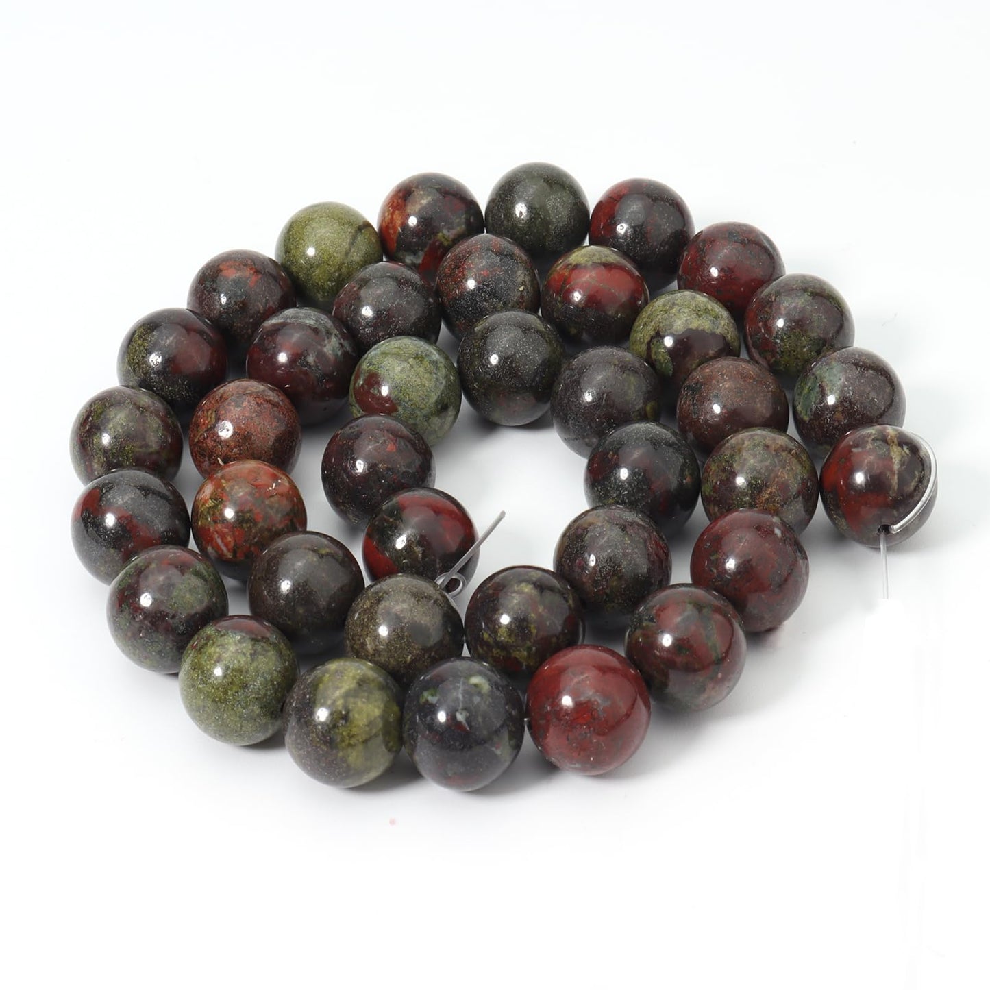 Siomia 60pcs 6mm Natural Dragon Blood Stone Gemstone Beads Energy Healing Crystal Round Loose Stone Beads for Jewelry Making, DIY Bracelets Necklaces