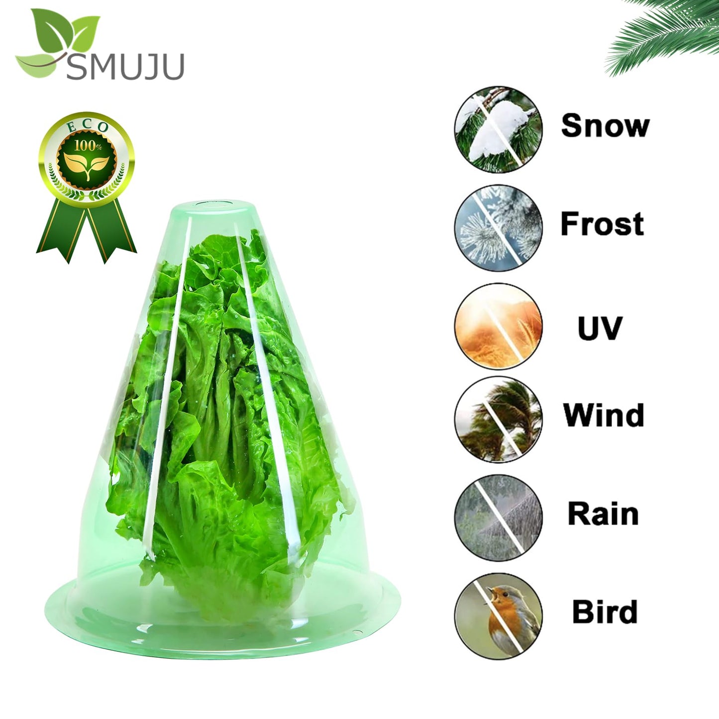 【24 Pieces】 Garden Cloches for Plants, Multifunctional Plant Cover Plant Protectors Transparent Bell Jar Cloches Protection Plants from Birds, Slugs, Frost, Freeze Weather, 7.8" D x 9.4" H, Green