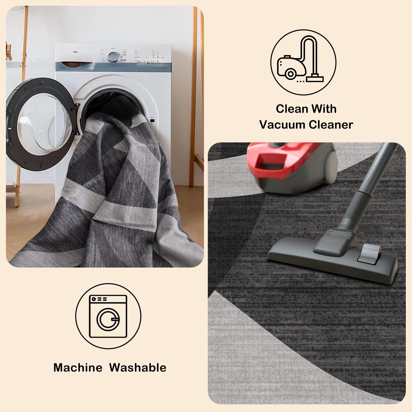 Grey 5x7 Area Rugs for Living Room,Washable Dark Modern Abstract Low Pile Non Slip Carpet for Bedroom,Dining Room,Office,Farmhouse,Home Decor(5x7 Grey)