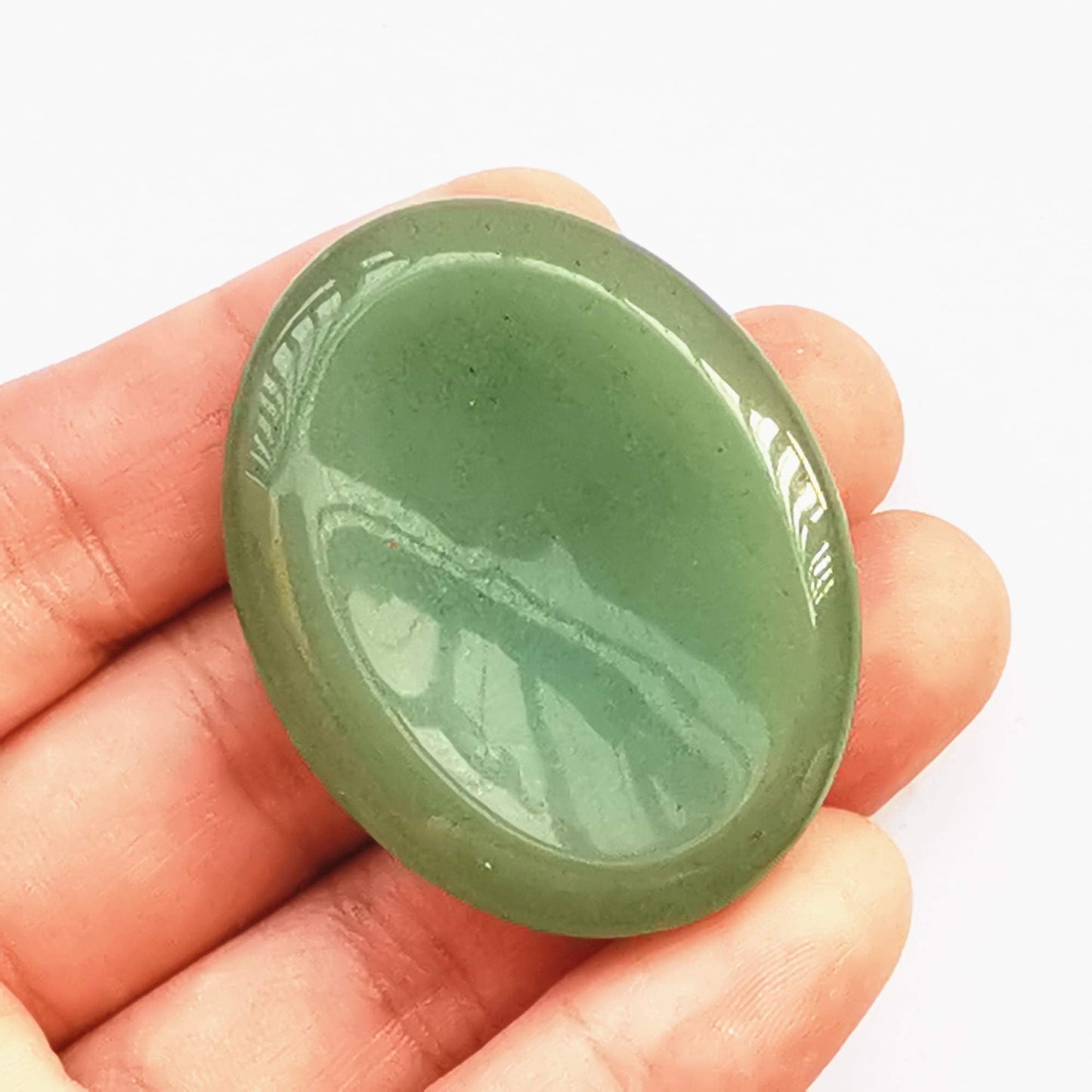 Bacatgem 1 Pcs Natural Green Aventurine Crystal Thumb Worry Stone,Stress Relax Healing Reiki Crystal Pocket Palm Stones