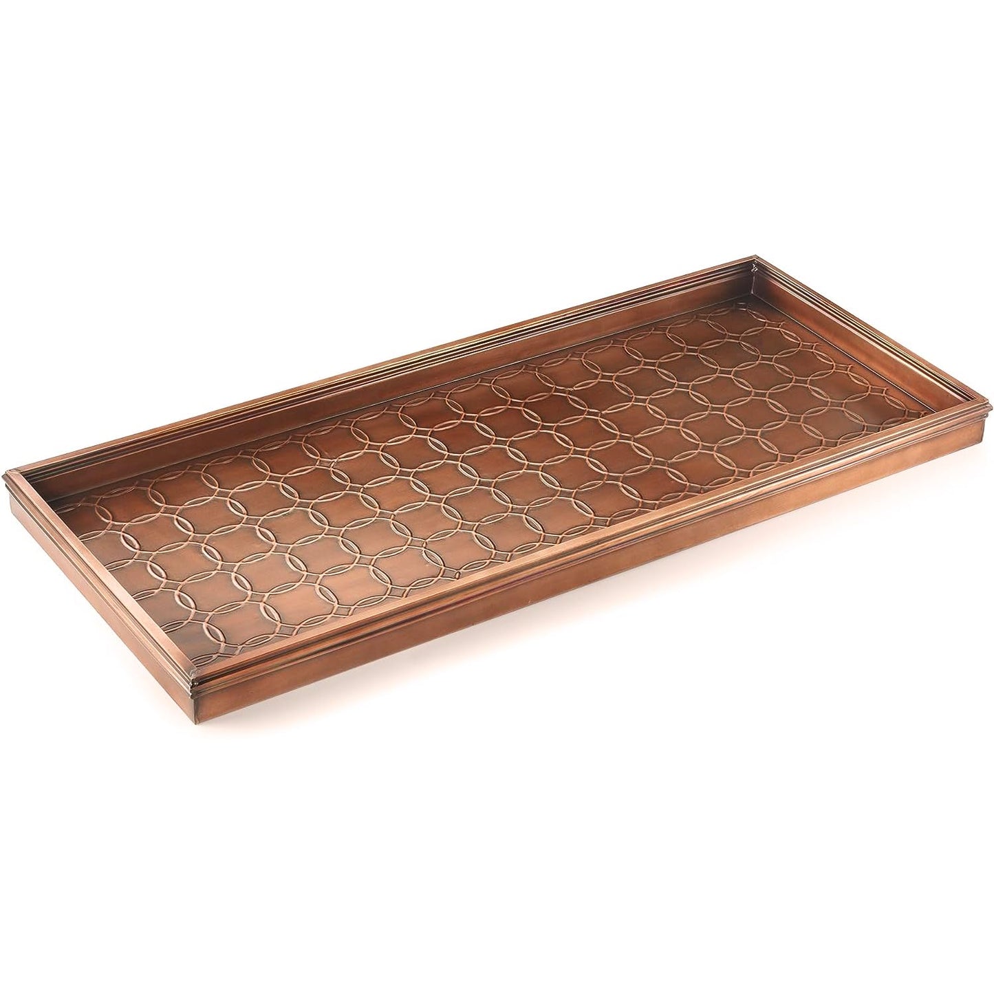Good Directions Large Boot Tray, Circles Multi-Purpose All Weather Decorative Boot Tray, Shoes, Plants, Garage, Patio Door, Pet Bowls, 34 inch Entry Indoor Shoe Tray, Copper Finish
