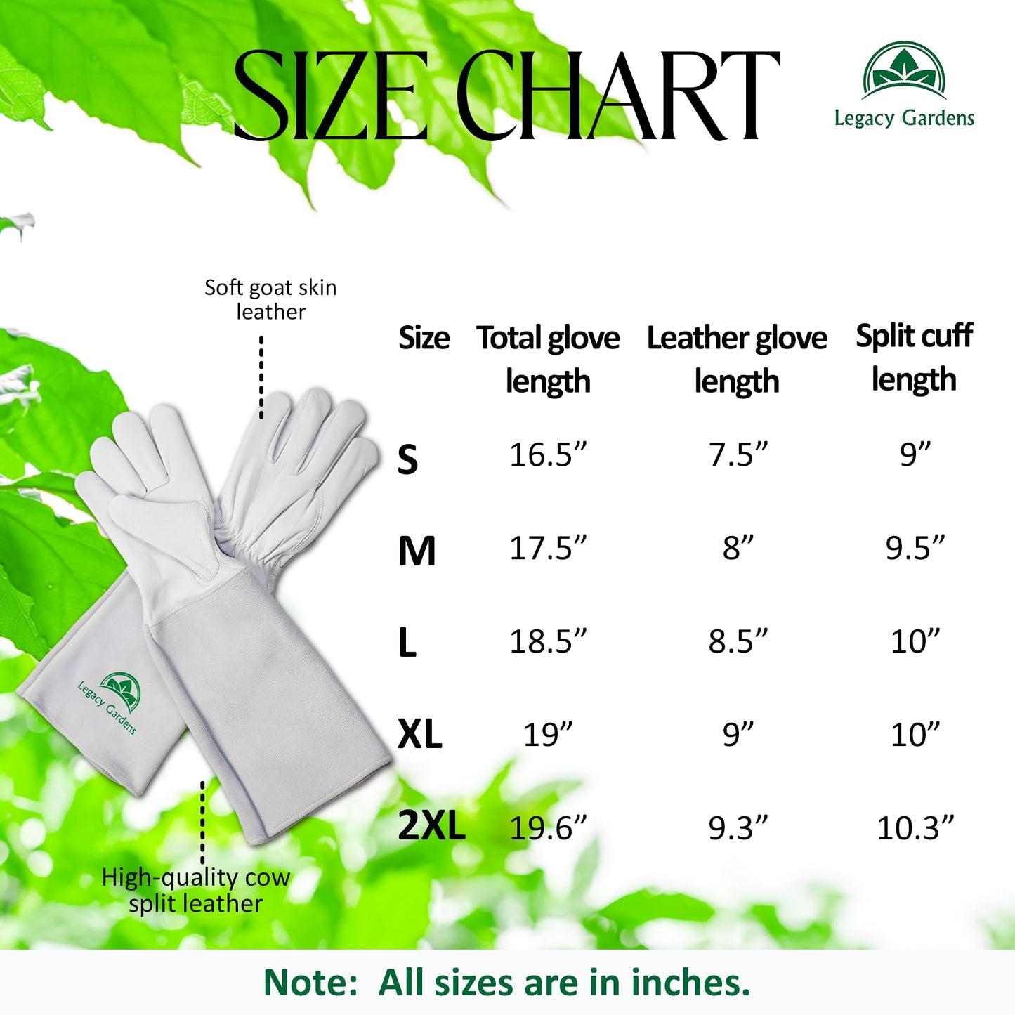 Leather Gardening Gloves for Women & Men, Long Garden Gloves, Cowhide Gauntlet Rose Pruning Thorn Resistant, Forearm Protection, Medium, Natural
