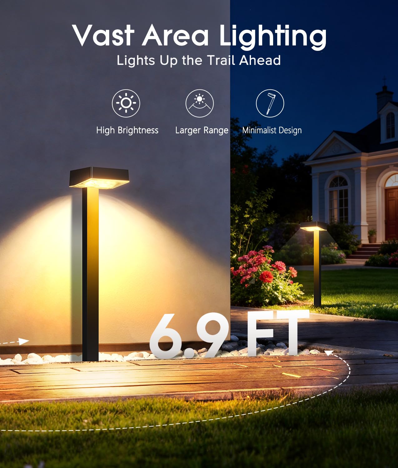ELECLINK Solar Pathway Lights Outdoor, 8 Pack Garden Lights Solar Powered Path Lights with Bigger LED Lens, 2 Light Modes Waterproof Outdoor Solar Light for Yard Driveway Walkway Landscape Patio Lawn