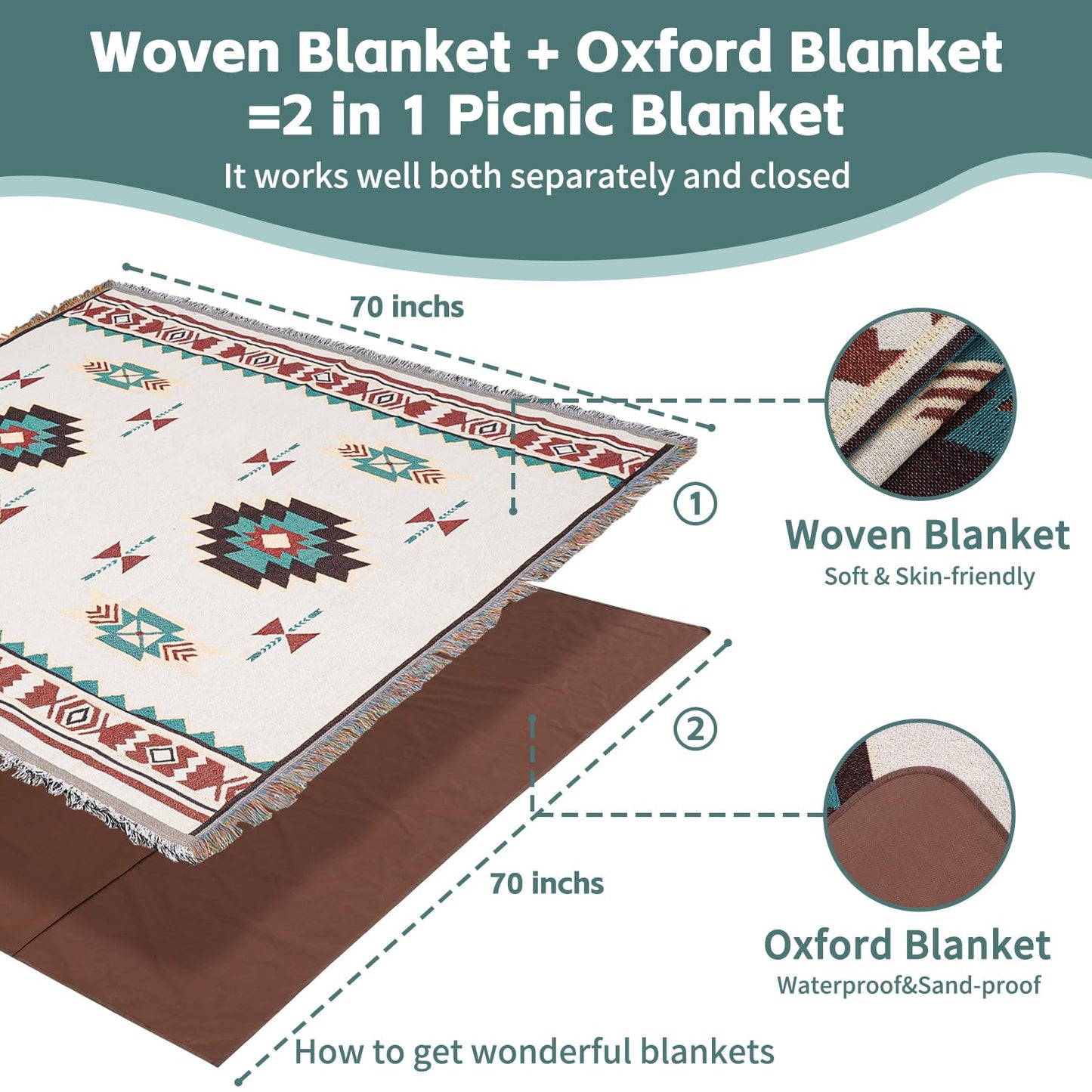 2 in 1 Extra Large Boho Beach Blanket Towel Giant Woven Outdoor Picnic Mat Camping Gear Cruise Essential 2025 Summer Vacation Must Have Airplane Travel Accessories Costa Rica Bahamas Hawaii Trip Stuff