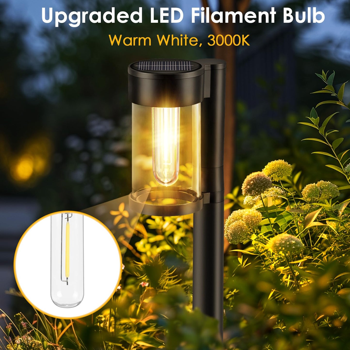 Mancra Solar Pathway Lights Outdoor, 10 Pack Metal & Glass Solar Lights Outdoor Waterproof Landscape Path Lights for Yard Walkway Garden Decor, Warm White