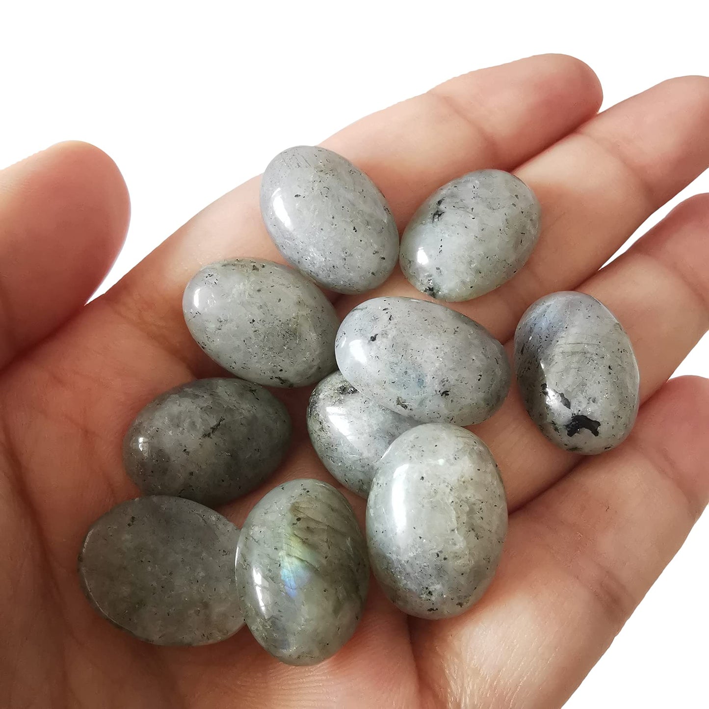 Loveliome 18x13mm Oval Cabochons Flatback Crystal Stone Gemstones Beads for Jewelry Making DIY Pack of 10, Moonstone