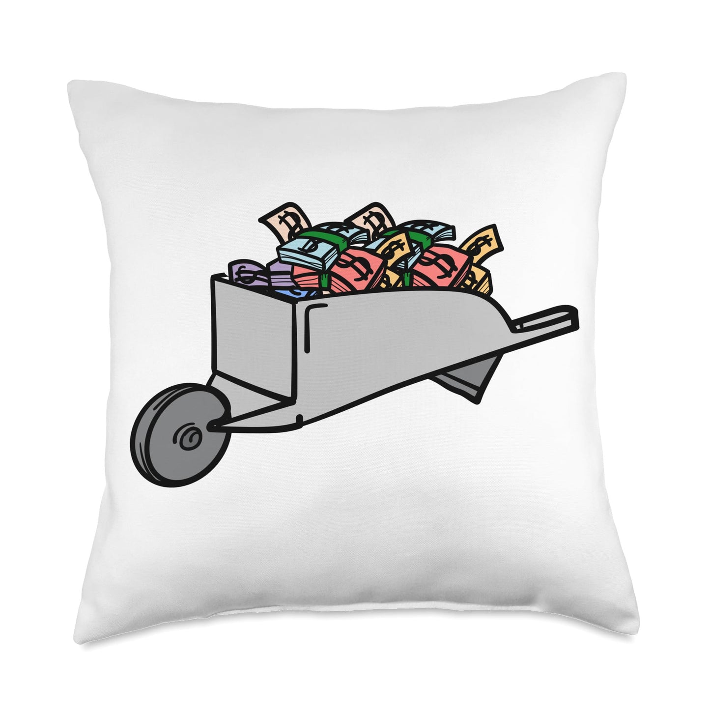 Wheelbarrow Full of Money Throw Pillow