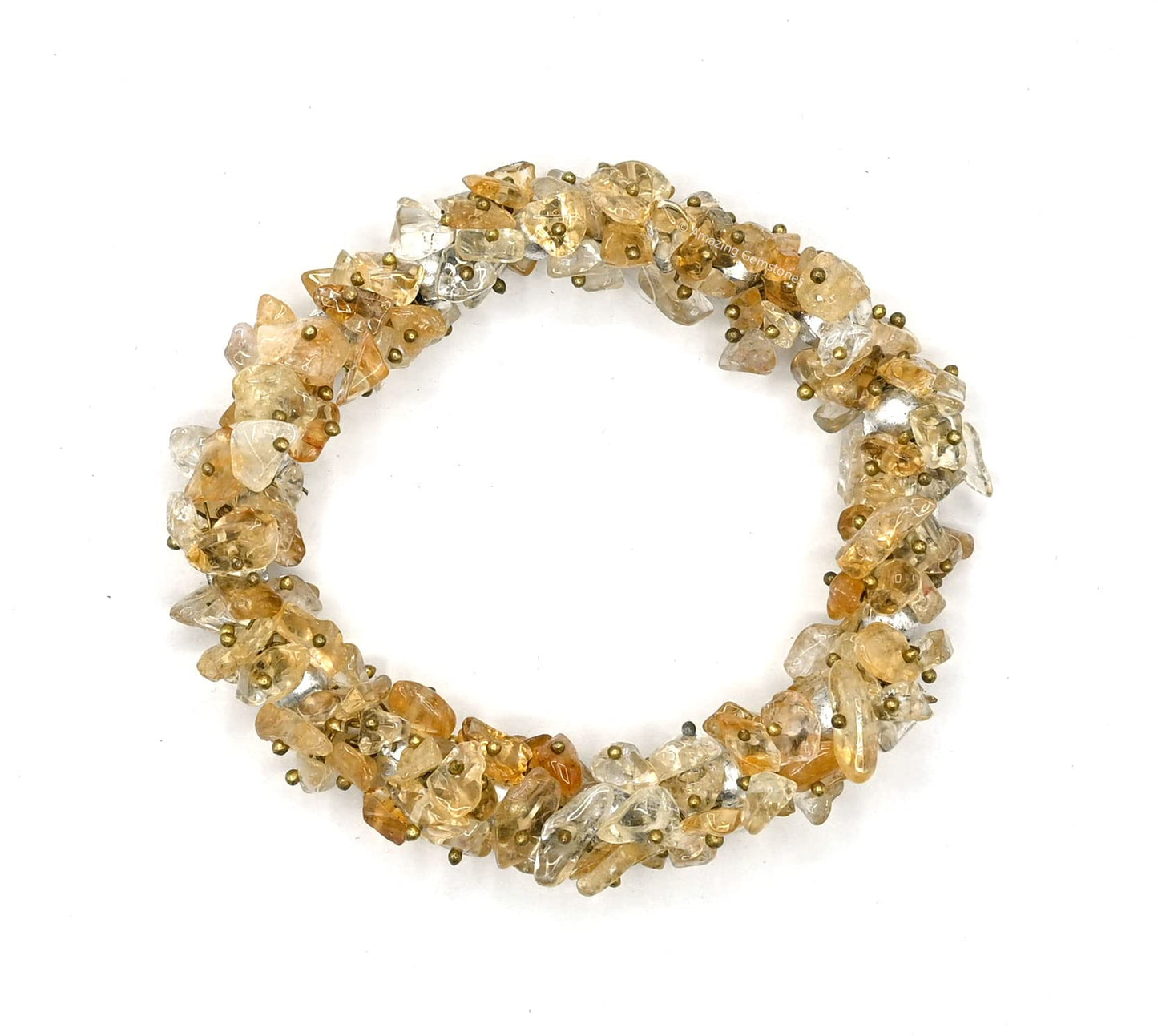 Amazing Gemstone Citrine Crystal Chip Bracelet for Women Men Stone Chakra Bracelets, AAA Grade Stretchable Healing Crystals Pulseras Para Hombres Mujer Stocking Stuffers (1 Piece)