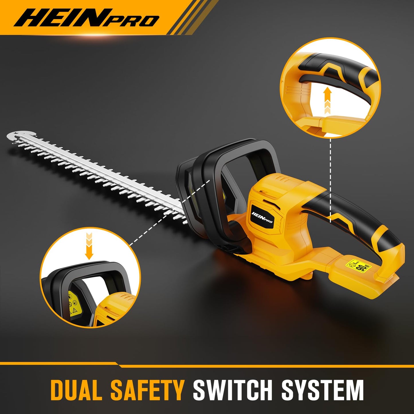 HEINPRO 22" Hedge Trimmer Cordless Compatible with Dewalt 20V MAX Battery, Electric Hedge Trimmer Cordless, Battery Powered Hedge Trimmers, Bush Trimmer for Garden, Shrubs(Battery not Included)