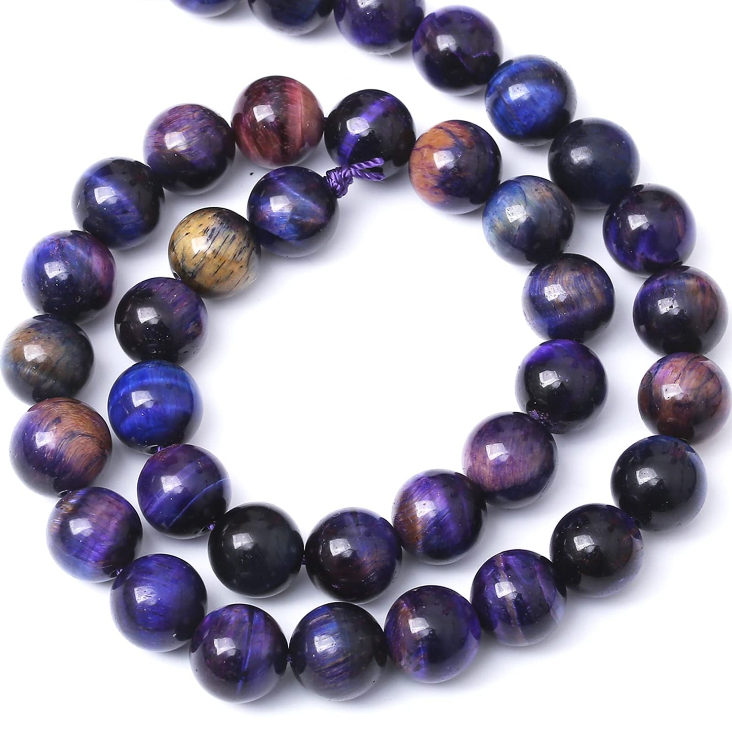 60PCS 6MM AAA Blue Purple Starry Sky Tiger Eye Stone Beads Natural Gemstone Bead Crystal Healing Energy Jewelry Making DIY 15 inches
