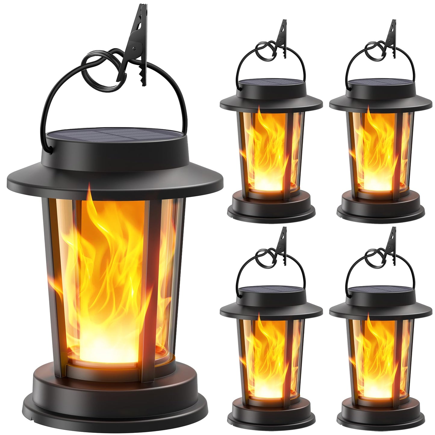 WdtPro 4 Pack Solar Lanterns Outdoor Waterproof, Upgraded Flickering Flame Solar Lights Outdoor, Solar Powered Lanterns Decorative, Hanging Solar Lantern for Patio Garden Yard Path Porch Tree Decor