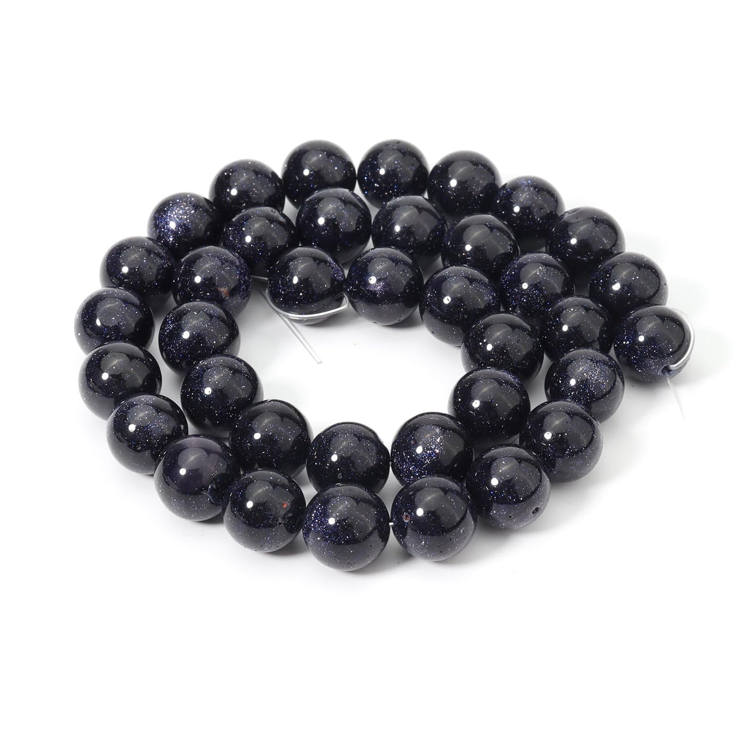 Siomia 45pcs 8mm Natural Blue Sandstone Gemstone Beads Energy Healing Crystal Round Loose Stone Beads for Jewelry Making, DIY Bracelets Necklaces