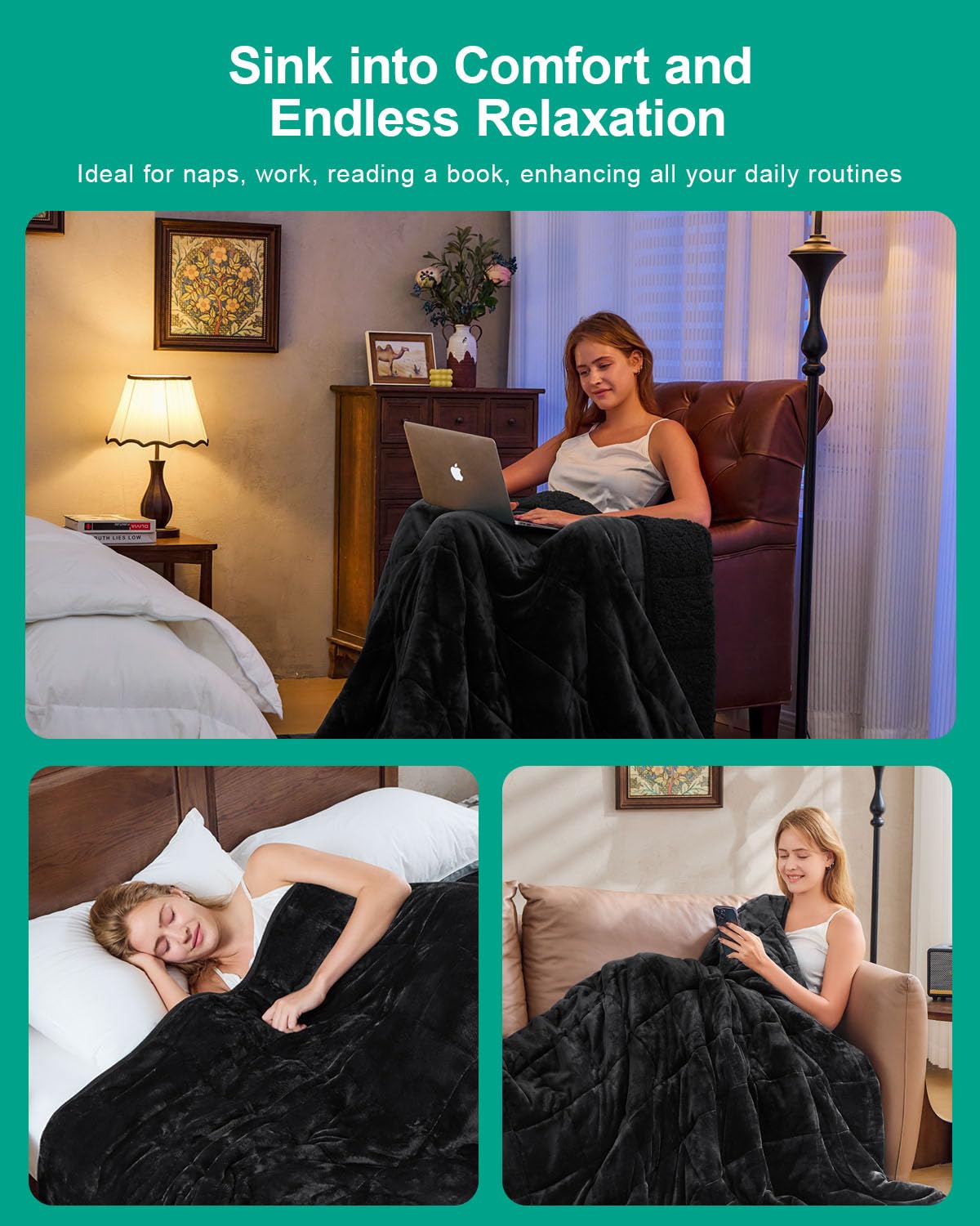 Super Fuzzy Soft Sherpa Fleece Weighted Blanket, 15 lbs Dual Sided Fluffy Heavy Weighted Blankets for Adults - No Bunching with Double Layers of Soft Inner Lining (60"x 80", 15 Pounds)