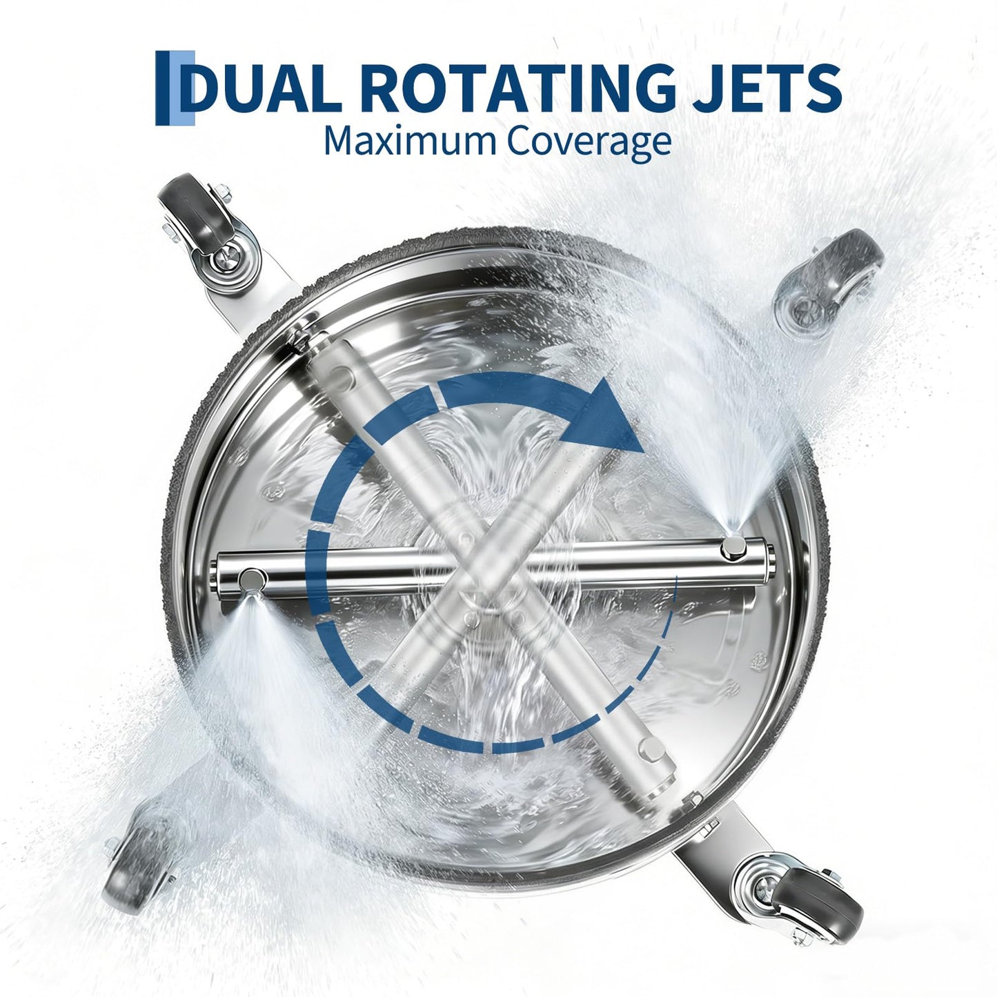Garvee 16.5" Pressure Washer Surface Cleaner with 4 Wheels, Stainless Steel Surface Cleaner for Pressure Washer Attachment for Patio, Sidewalk, Deck and Driveways