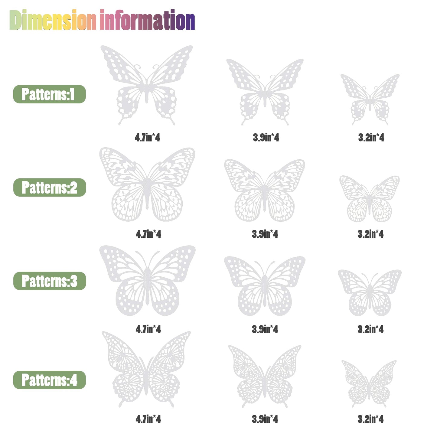 SAOROPEB 3D Butterfly Wall Decor - 48 Pcs, 4 Styles, 3 Sizes - Removable Stickers for Birthdays & Parties