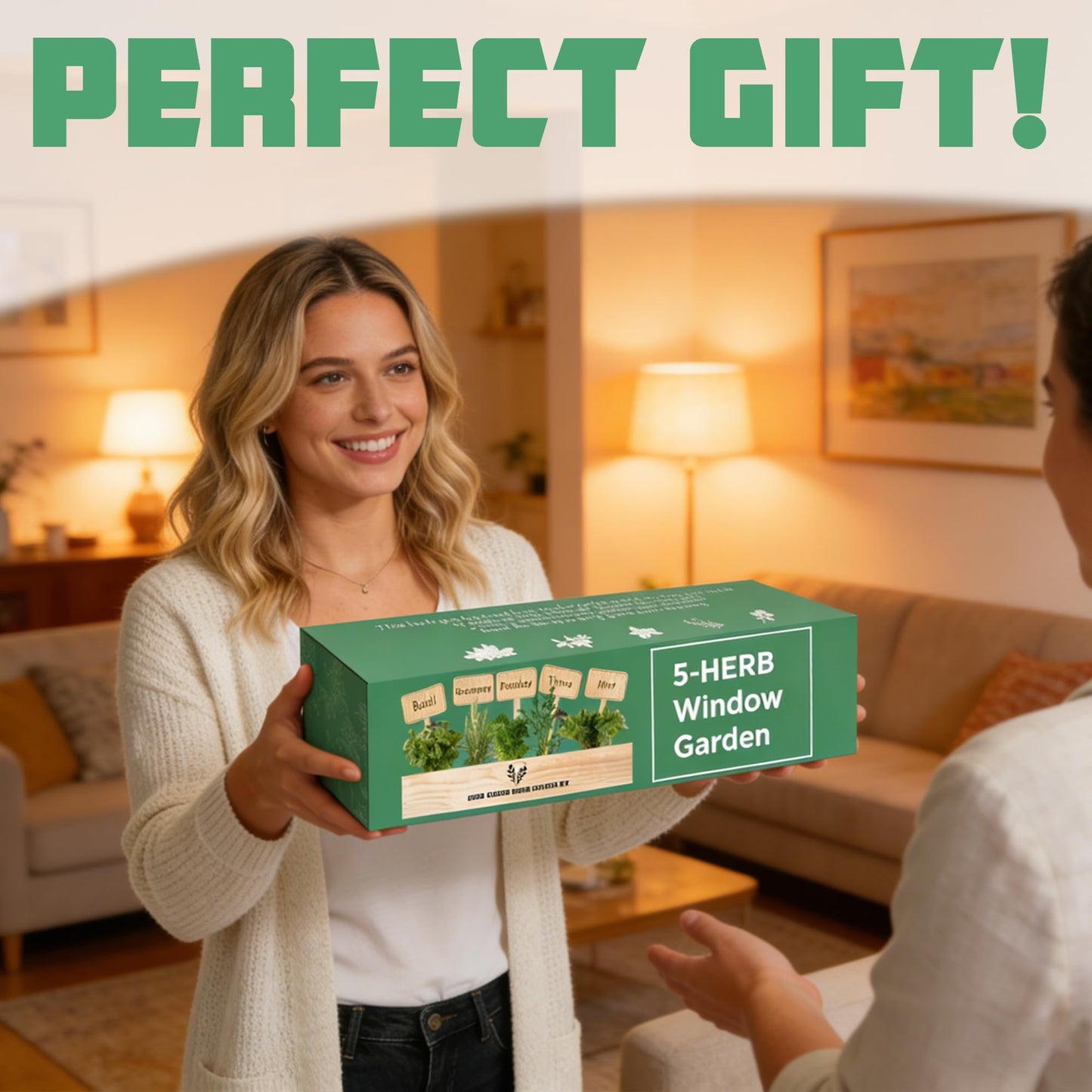 Sproutix Indoor Herb Garden Starter Kit, 5 Seeds Growing into Basil, Parsley, Rosemary, Thyme, Mint, Including A Planter Box, Soil Discs & Planters with A Gift Box for Women