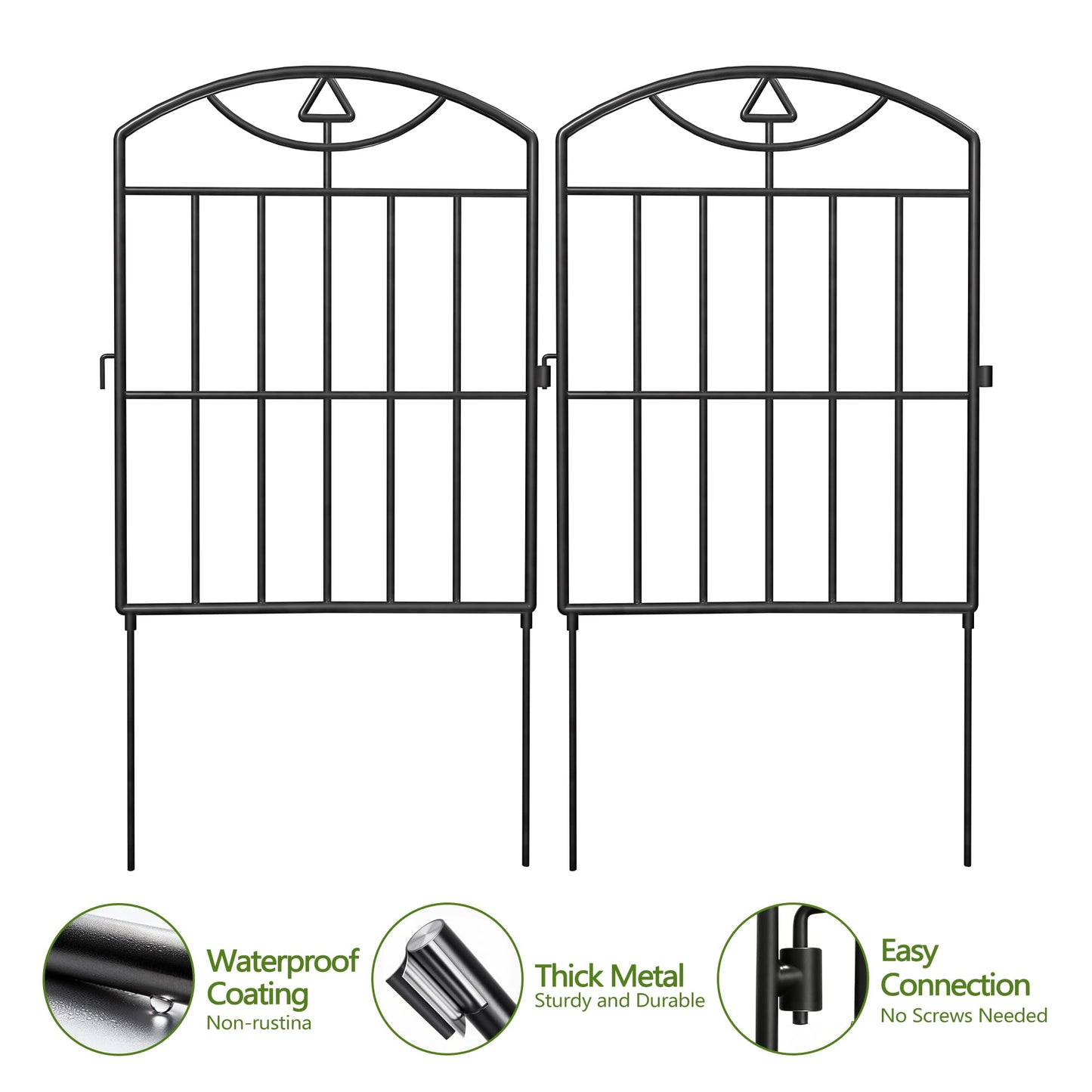 Garden Fence 17in (H) x21ft (L), 20 Pack Rustproof Metal No Dig Animal Barrier, Decorative Garden Border Fence Panels, for Dogs, Flower Bed, Patio