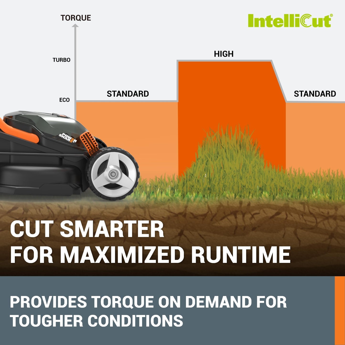 WORX 14" Cordless Lawn Mower, 2 in 1 Electric Mower Cuts Quietly, Compact & Lightweight Push Lawn Mower with 6-Position Height Adjustment for Small Yards, 2 Batteries & Charger Included, WG779