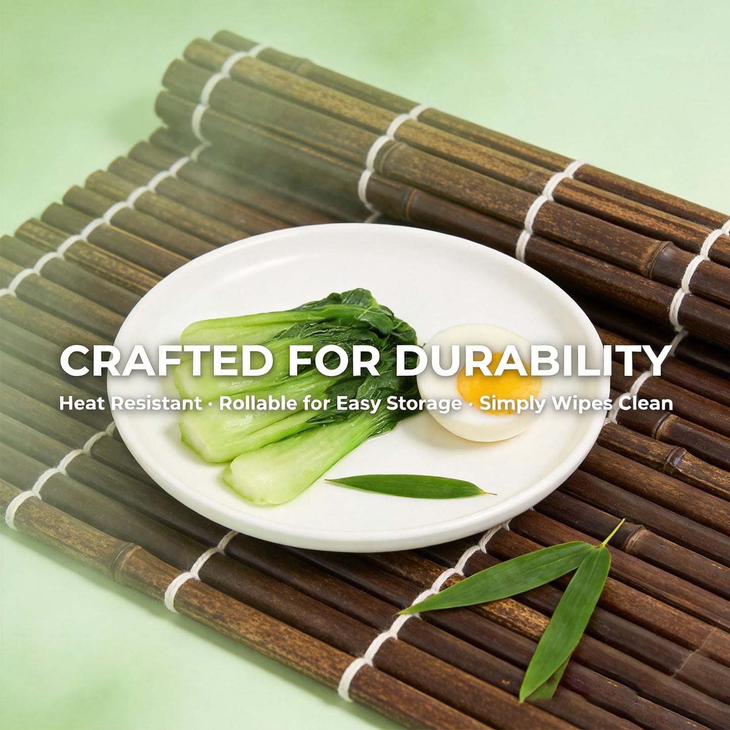 ANDSTAR 8-Pack Natural Bamboo Placemats Set - Reusable Rectangular Heat Resistant Table Mats for Everyday Use, Camping, Picnics, Party Decor - Easy to Clean & Store, Lightweight (Coffee)