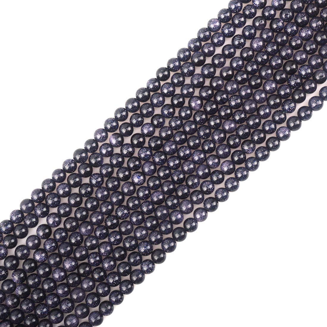 ICAI Beads 8mm Natural Blue Sand Goldstone Round Loose Stone Beads for Jewelry Making DIY Crafts Design 1 Strand 15" APPR.43-45pcs