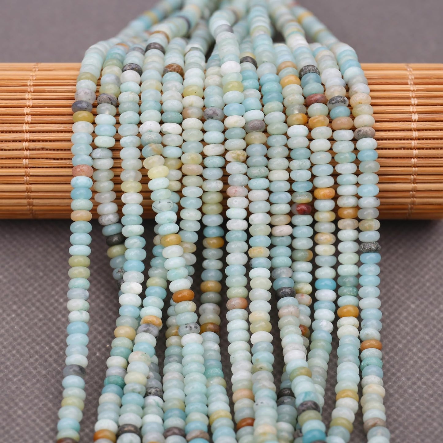 BONNY BOXX 1 Strand (150PCs) Natural 2 * 4mm Amazonite Rondelle Beads, Natural Abacus Disk Stone Beads Loose Spacer Gemstone for DIY Bracelet Necklace Jewelry Making