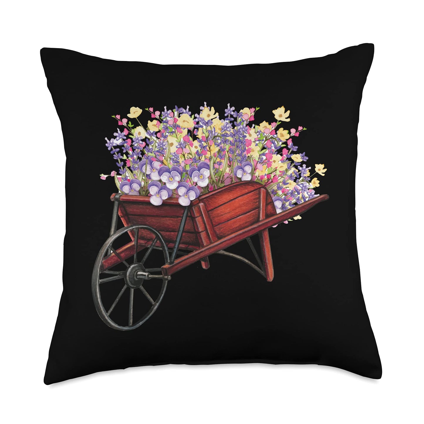 Flower Flowers Wheelbarrow Garden Gardening Gardener Nature Throw Pillow