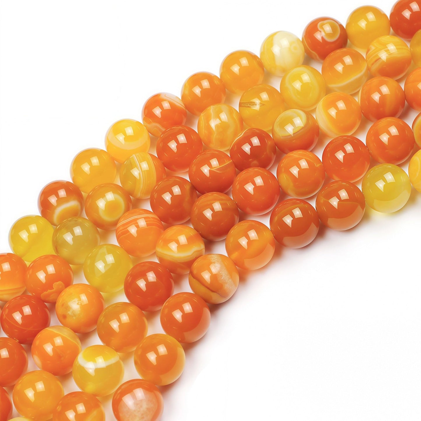 MJDCB Natural Stone Beads Orange Stripe Agate Round Loose Beads for Jewelry Making DIY Bracelet Necklace (8mm)