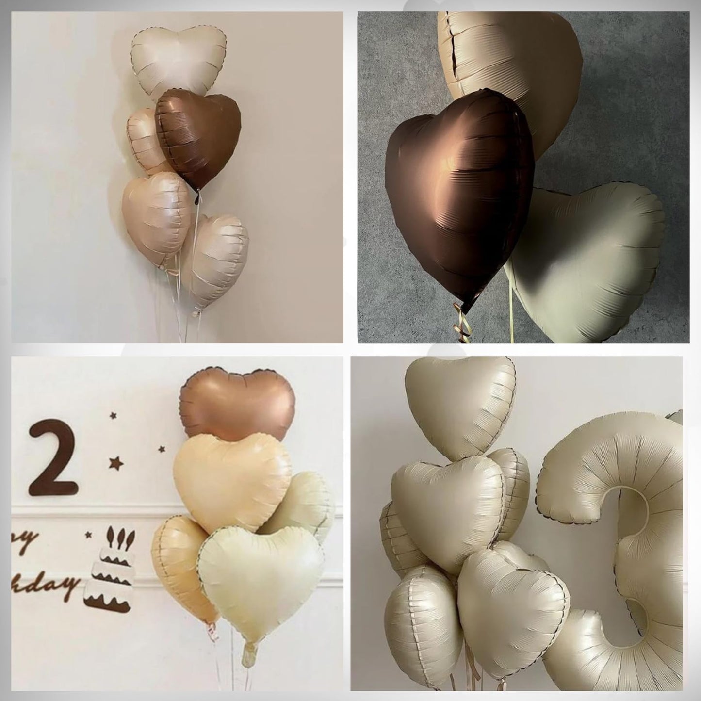 Brown Cream Heart Balloons, Heart Shaped Ballons, 20 Pcs 5/10/18 inch Apricot Beige Coffee Foil Love Balloons for Valentine's Day Wedding Engagement Bridal Showers Anniversary Celebrations