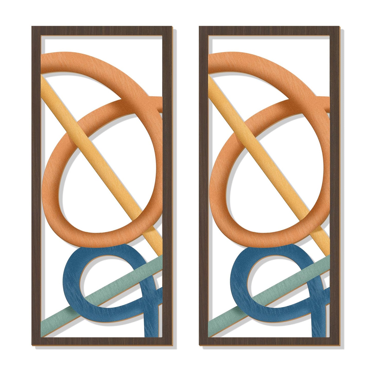 Zzbakress 2 Pcs Mid Century Modern Decor Wooden Geometric Wall Art Abstract Wall Decor Art Elegant Wall Decor for Home Living Room Bedroom