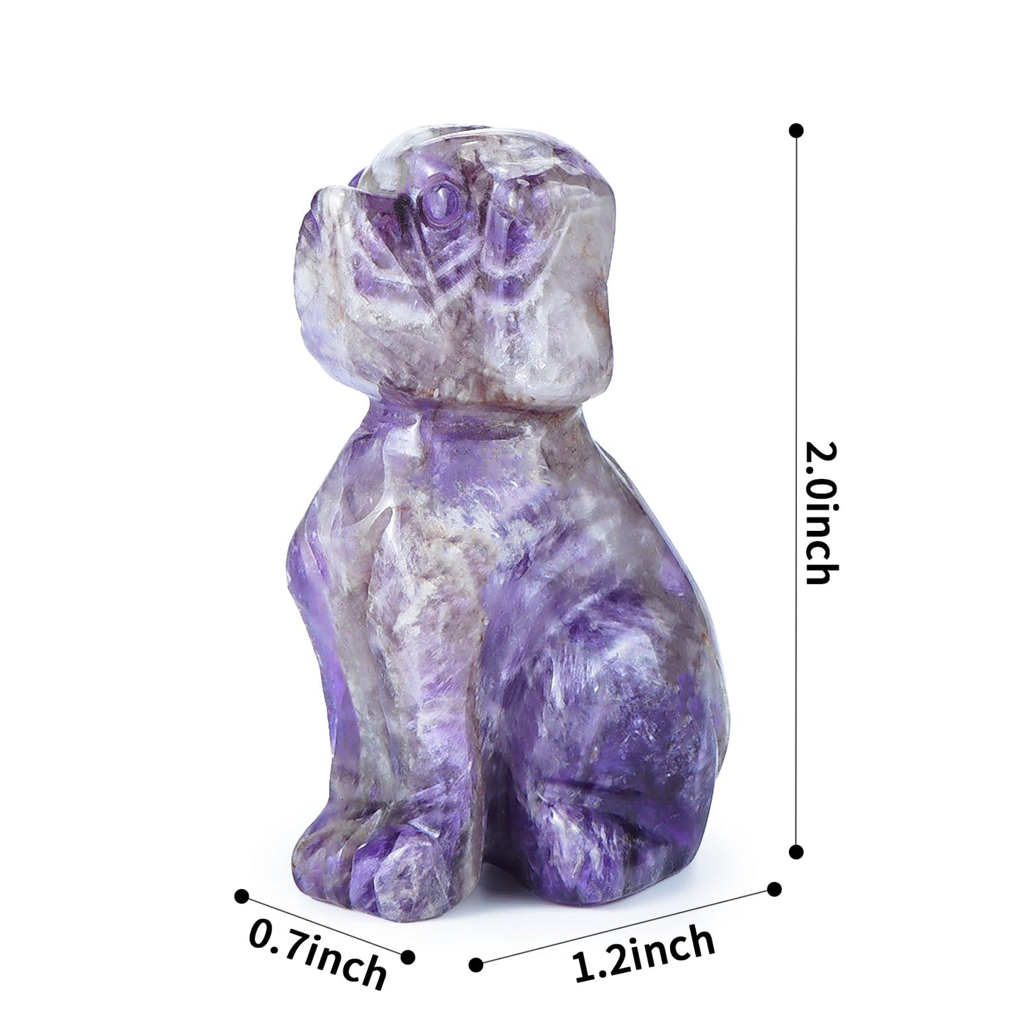 Artistone 2" Amethyst Dog Crystal Animals Figurine Carved Gemstone Puppy Dog Statue Sculpture Craft Home Decorations