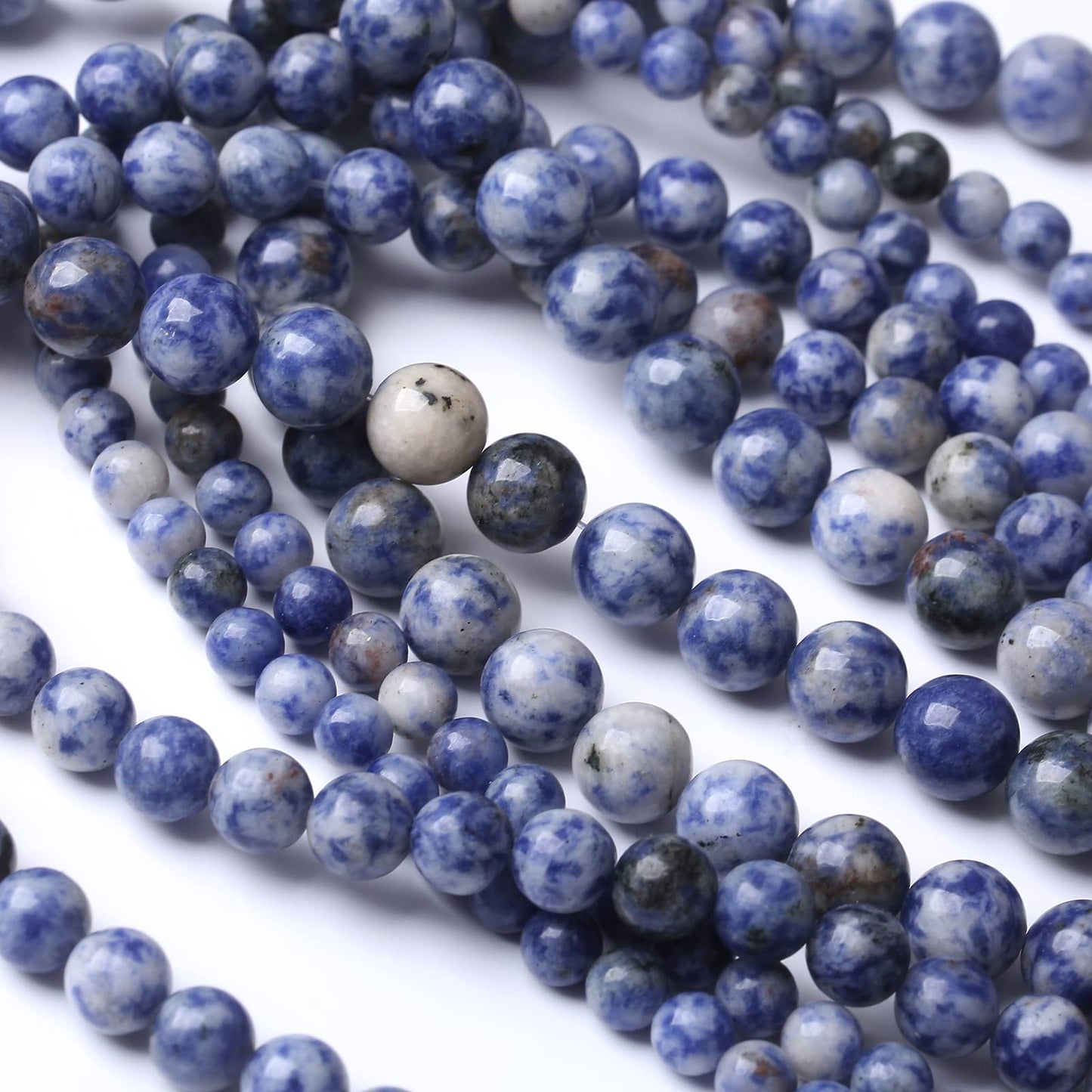 45PCS 8MM Natural Sodalite Beads Round Loose Stone Beads for Jewelry Making DIY Energy Stone Healing Power Bracelet 15"