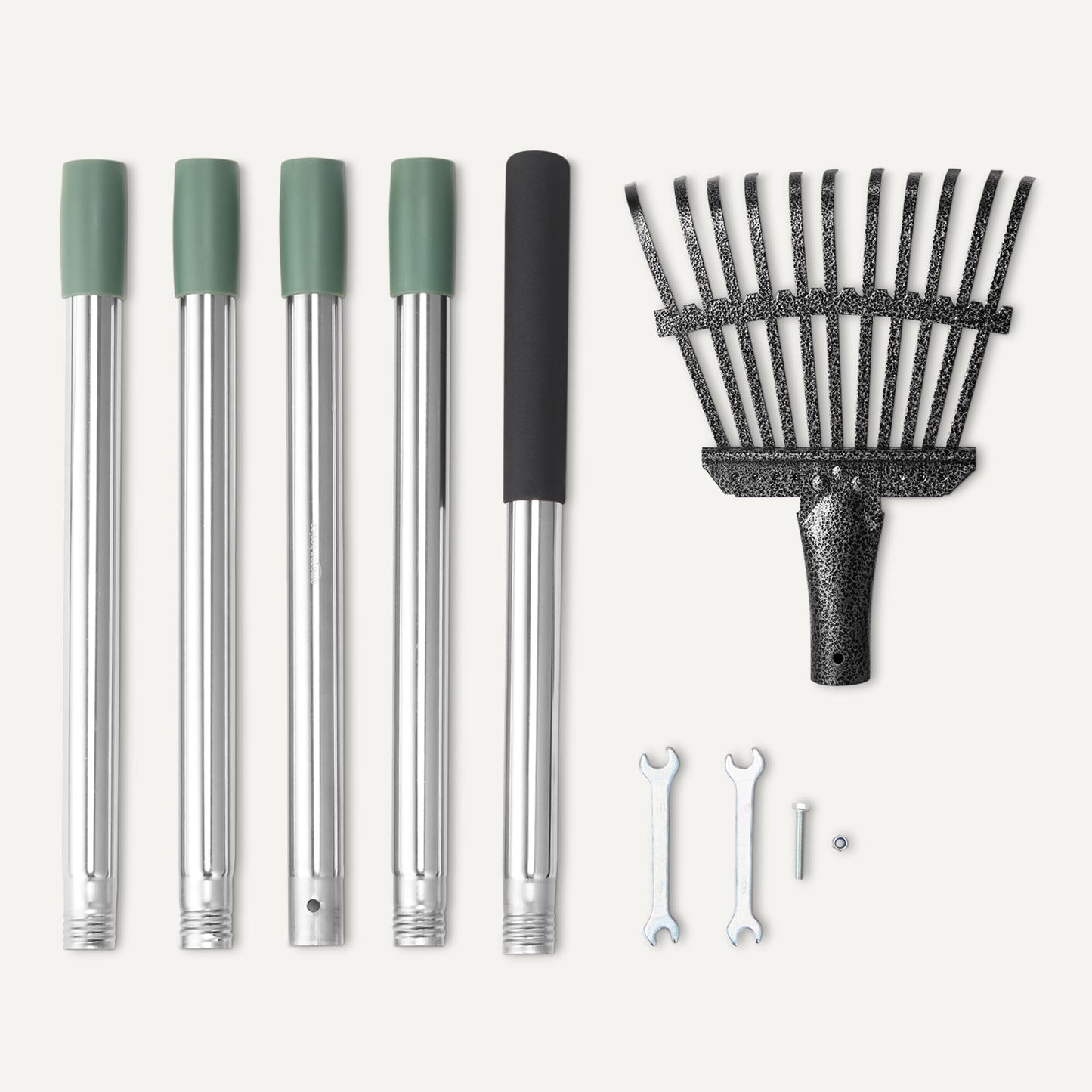 Amazon Basics - Garden Rake, 38.5" - 80.5" Adjustable Steel Handle, Black
