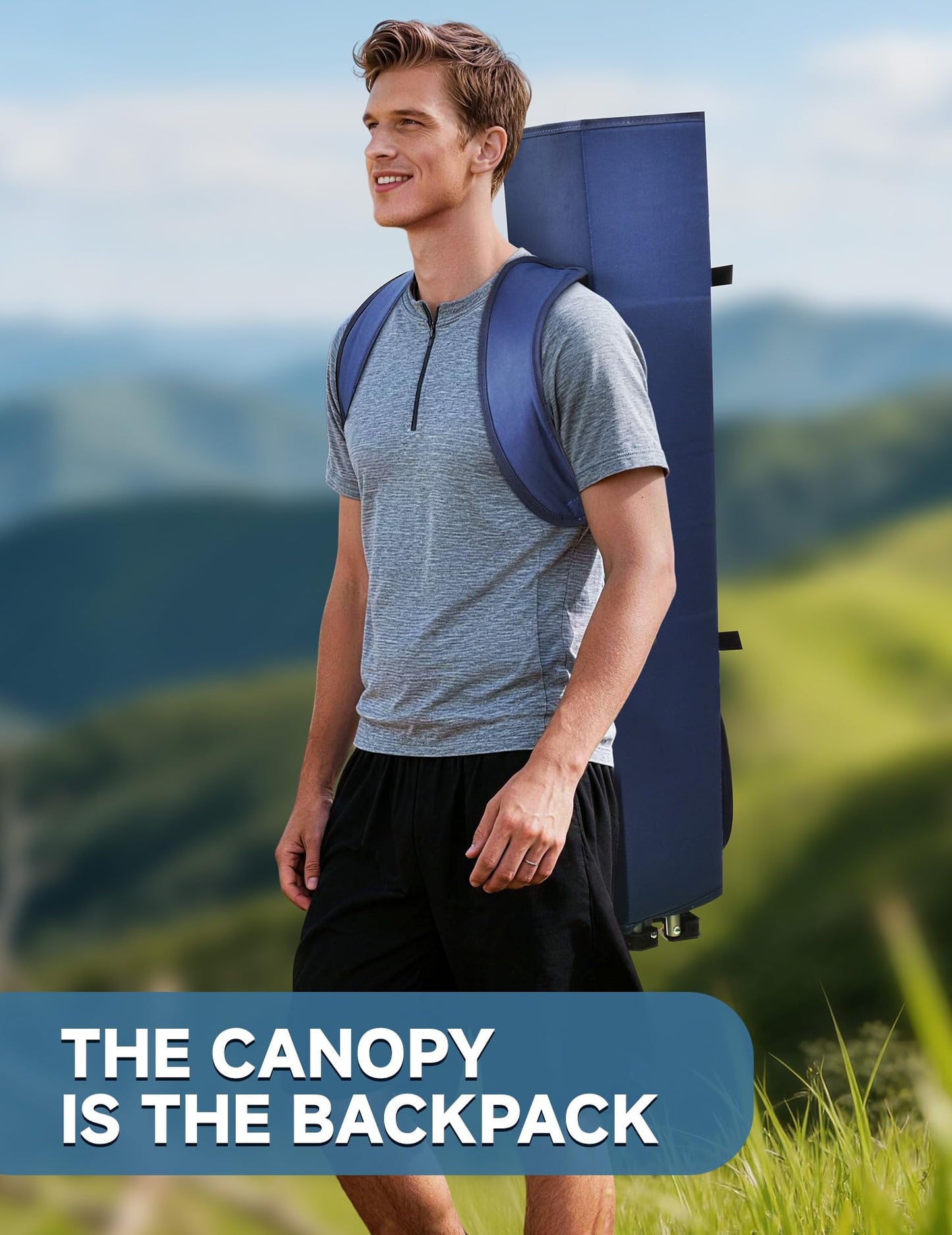 East Oak Camping Chair with Canopy | 25" High Back Folding Beach Chair with Canopy Shade, Supportive Headrest, Cup Holder, Side Pocket, 330 lbs Heavy Duty Canopy Chair for Outdoors