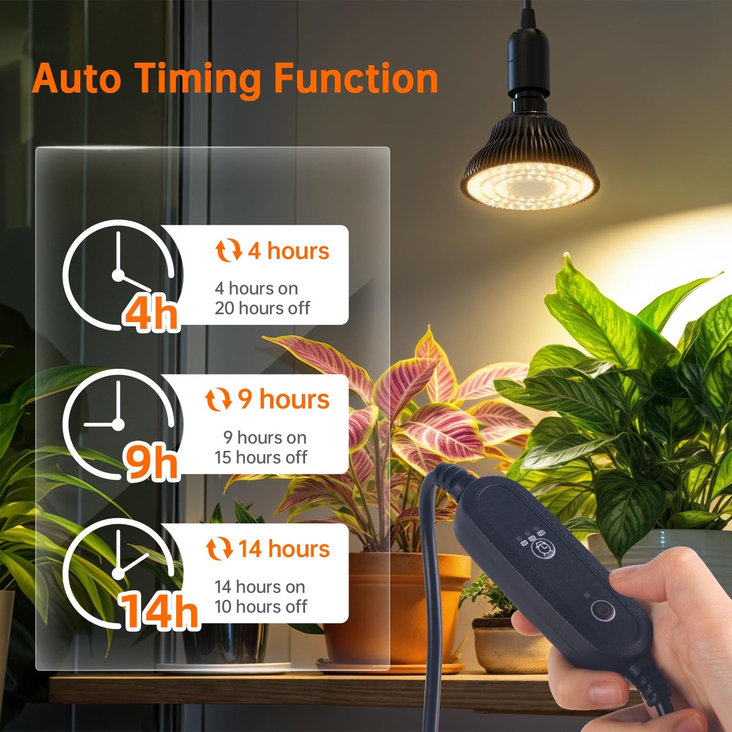 Bstrip Hanging Grow Light for Indoor Plants Full Spectrum, Black Plant Bulb with Optical Lens for Enhanced PPFD, Pendant Grow Light with Timer, 16.4 FT Power Cord, Perfect for Tall Plants and Flowers