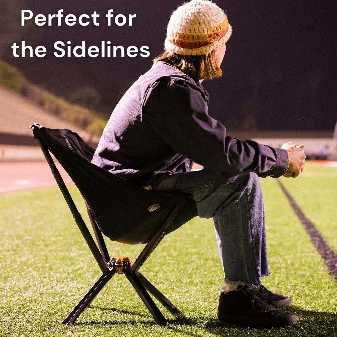CLIQ Portable Chair Version 1.0 with Free Bag - Lightweight Folding Chair for Camping - Supports 300 Lbs - Perfect for Outdoor Adventures - Black Bundle
